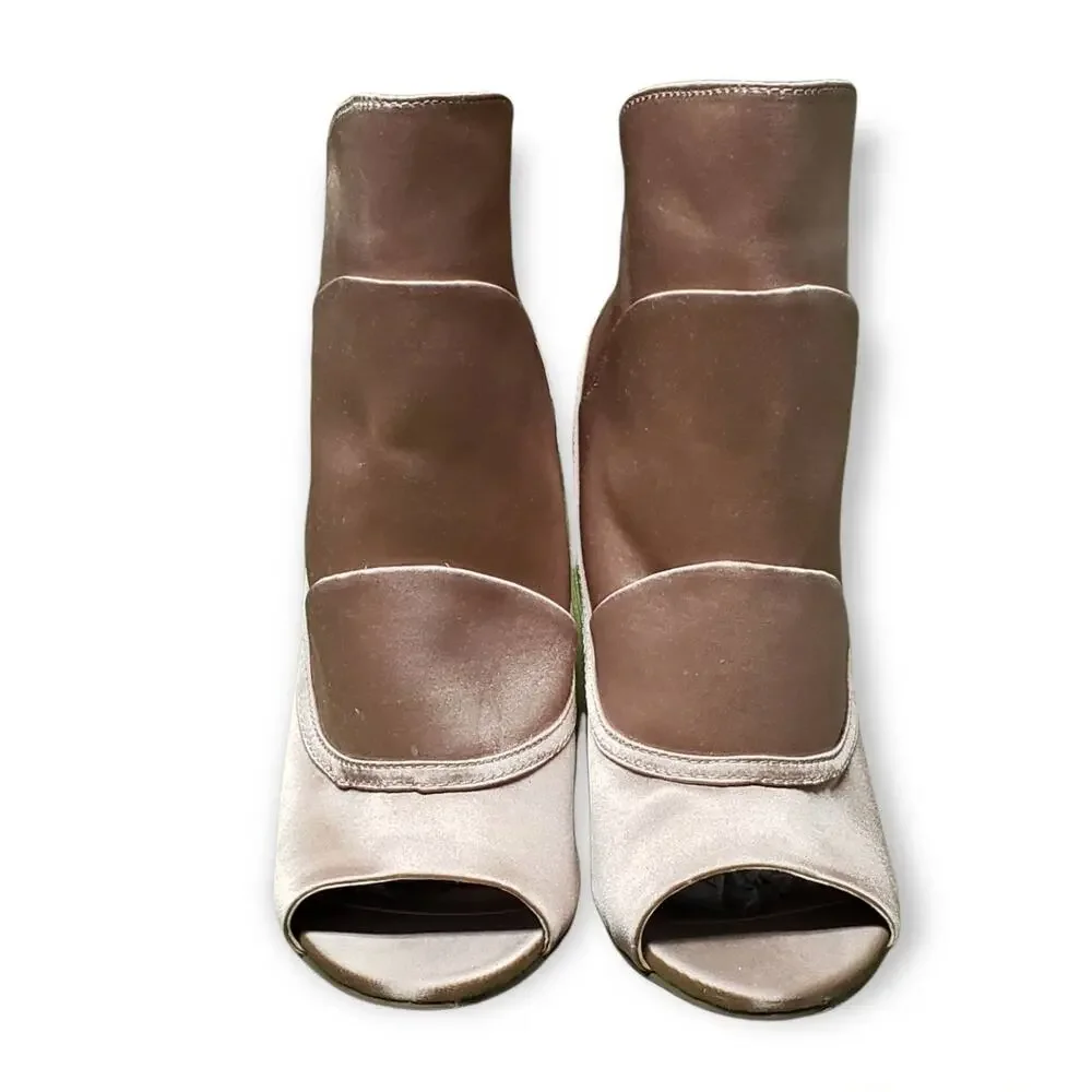 Shoe Dazzle Pink Jo Jo Mid Calf Zip Up High Heel Ankle Booties - Size 7.5